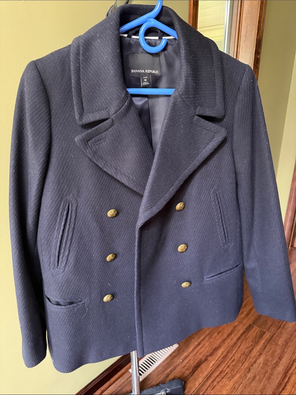 Banana Republic Navy Double-Breasted Peacoat with Gold Buttons